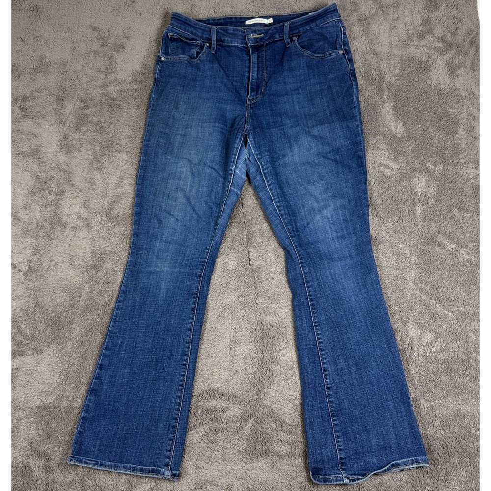 Levi's 725 High Rise Bootcut Jeans Womens 32 Blue Fair Crotch Wear Stretch